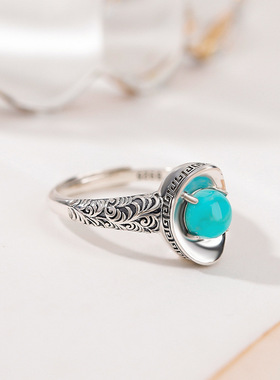 悦宝珠宝S925银唐草纹戒指