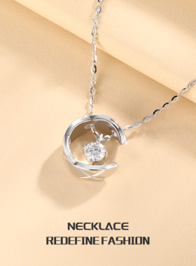 水冰月菱格纯银项链63