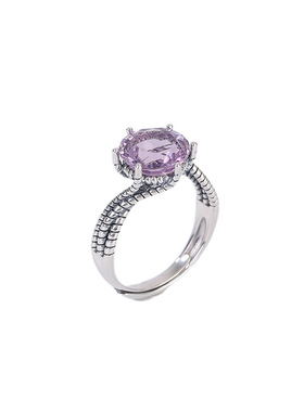 悦宝珠宝黄紫水晶银戒