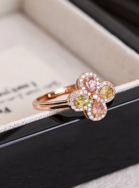 悦宝碧玺四叶草戒指12