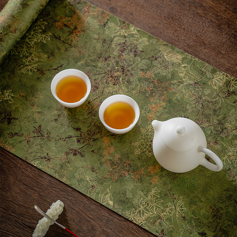 复古防水仿云纱茶席双层中式禅意茶桌旗茶垫布轻奢茶台茶几布桌布,淘宝优惠券,粉丝福利购,淘宝优惠卷