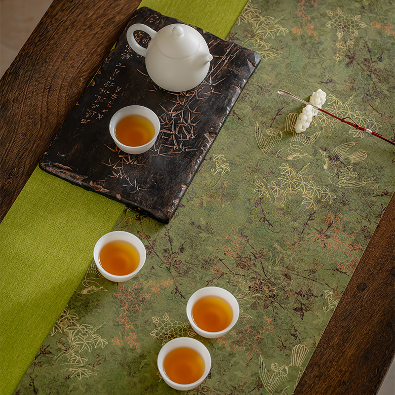 复古防水仿云纱茶席双层中式禅意茶桌旗茶垫布轻奢茶台茶几布桌布,淘宝优惠券,粉丝福利购,淘宝优惠卷