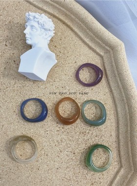 云岛有羊简约通勤百搭彩色食指戒