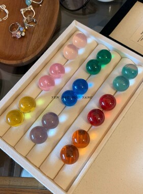 云岛有羊彩虹果冻色银针耳环耳饰