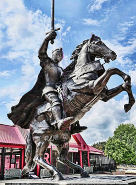 铸铜古代名人伟人岳飞人物 户外摆放大型玻璃钢仿铜精忠报国雕塑