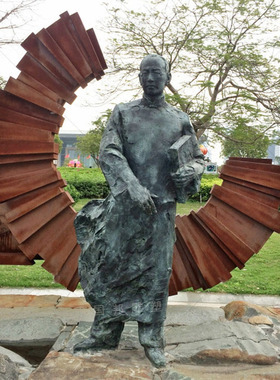 玻璃钢仿铜做生意人物 户外广场 商业街景观摆放铸铜民俗小品雕塑