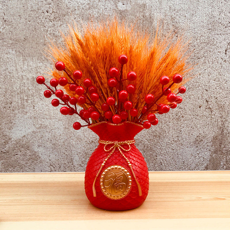 塑料花瓶福袋钱袋仿陶瓷福字瓶客厅插花发财果大麦酒柜玄关装饰,淘宝优惠券,粉丝福利购,淘宝优惠卷