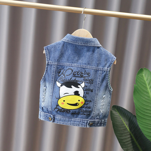 清仓儿童软牛仔马甲男童2026春秋新款韩版宝宝卡通背心小童帅气 - 图2