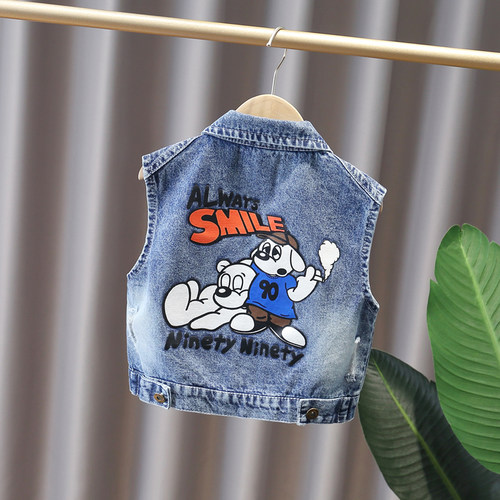 清仓儿童软牛仔马甲男童2026春秋新款韩版宝宝卡通背心小童帅气 - 图3