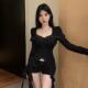 Pure Desire Hot Girl Square Neck Bell Sleeve White Sleeve T-shirt Design Irregular Ruffles Ribbon Slim Fit Top
