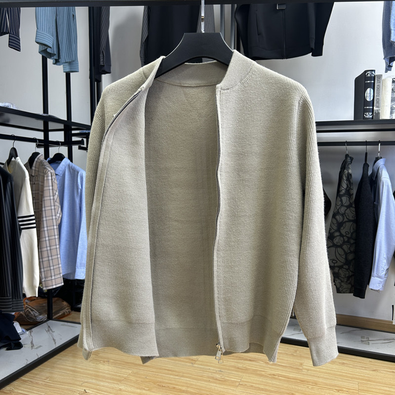 简约休闲纯色百搭拉链棒球领针织开衫秋冬季细腻亲肤时尚外套毛衫,淘宝优惠券,粉丝福利购,淘宝优惠卷