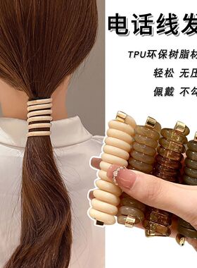 百搭高弹力耐用直条电话线发圈女后脑勺高马尾橡皮筋简约扎头发绳