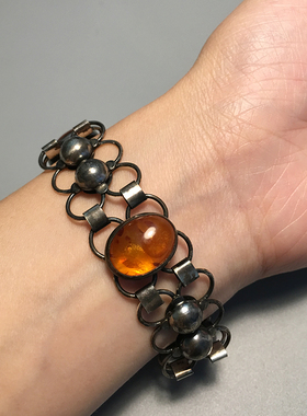 德国纯银天然琥珀手链