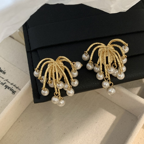 迷度S925银针灵动烟花珍珠耳环耳钉轻奢高级感耳饰独特优雅设计感 - 图1