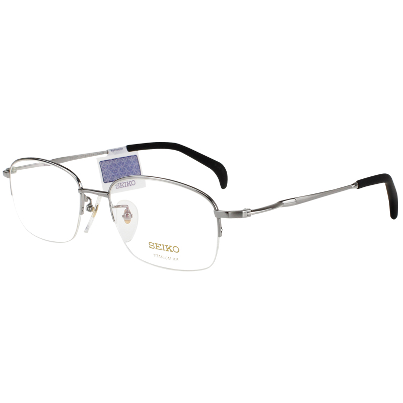 精工眼镜架 男士复古款半框HT1034商务超轻大脸钛材眼镜框HT01034
