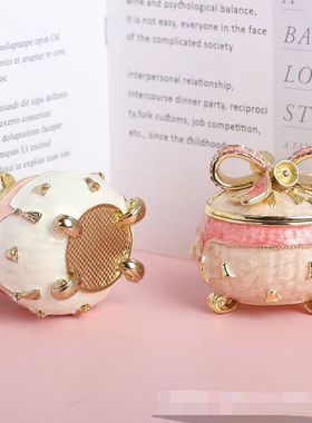 网红轻奢ins风 创意家居小摆件 金属珐琅彩首饰蝴蝶结盒戒指盒