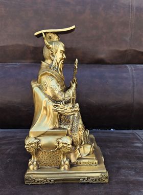 纯铜龙王摆件东海龙王坐像令牌龙王坐像家居工艺品坐龙椅大号龙王