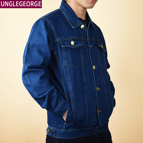棉质牛仔夹克男春秋季厚款男士外套中年爸爸装牛仔褂工作服上衣男 - 图0