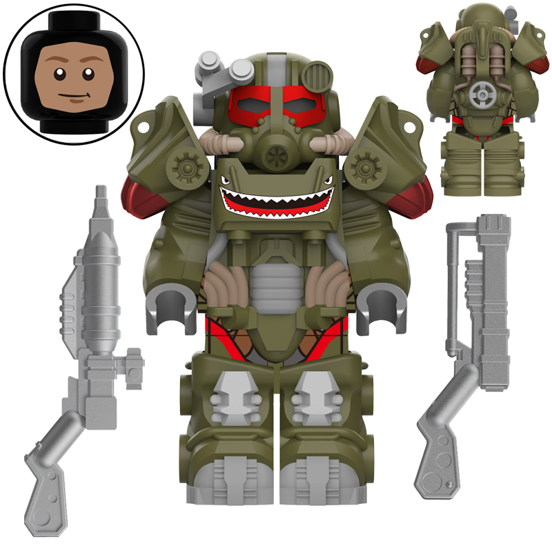 fallout辐射T60动力甲迷彩第三方拼装积木人仔玩具MY706 - 图1