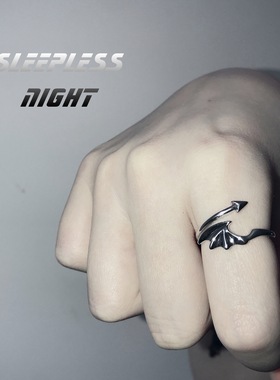 潜入深海龙之翼戒指暗黑甜酷镀银