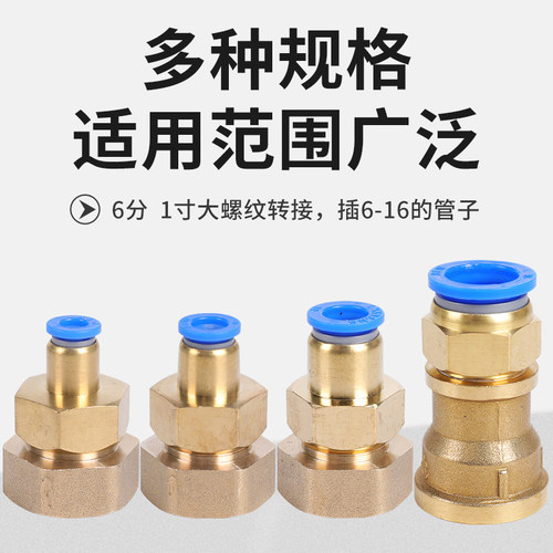 DN25内螺纹内丝PU直通快插1寸20内牙6分8-10-12-16mm气管快速接头 - 图2