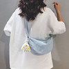 Linglan six-color Japanese simple canvas cross-body dumpling bag