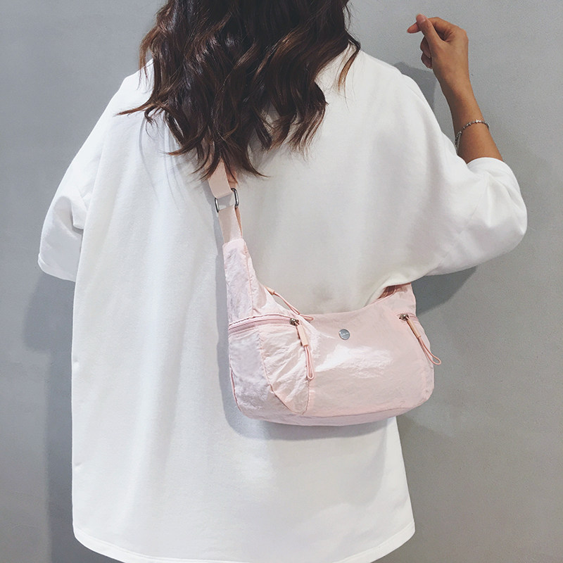 Linglan six-color simple and fashionable canvas cross-body dumpling bag