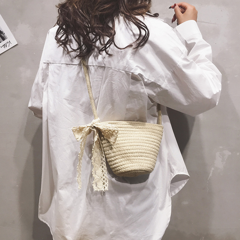 玲兰小铺草编包包女包新款少女休闲编织水桶包沙滩夏天百搭单肩斜挎包2