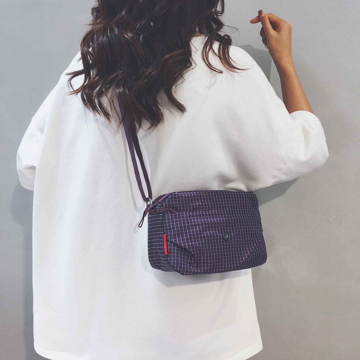 Linglan four-color fashionable plaid canvas crossbody small square bag