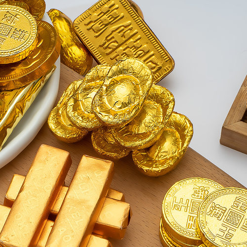 生日蛋糕装饰巧克力金条金币元宝祝寿财神婚庆喜糖摆件烘焙插件 - 图3