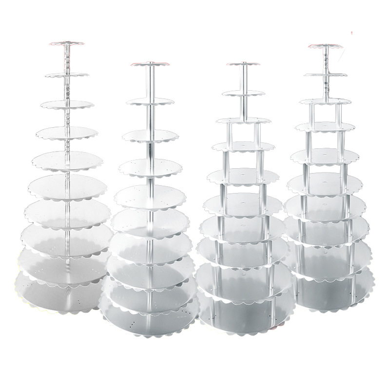 婚庆加厚多层铝合金生日蛋糕架烘焙展示支架6层8层10层单柱蛋糕架 - 图2