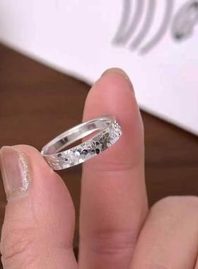足银雪花银文泽百见效退坑戒指