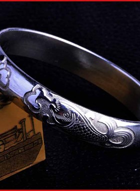 雪花情侣双鱼女式no1足银手镯