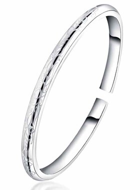 文泽百岁雕花细圈送女友银手镯