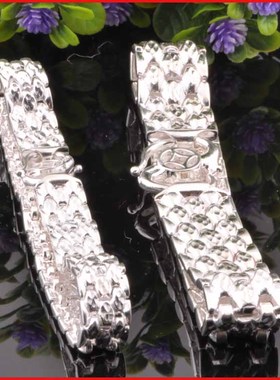 文泽百岁银坊银情侣车花手表链手链银手链NO180