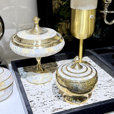 欧式黄铜镶嵌贝壳糖果盒样板间售楼处家居摆件