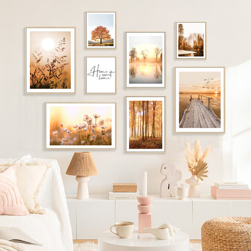 秋天树林装饰画客厅沙发背景墙餐厅卧室现代风景壁画北欧轻奢挂画 - 图0