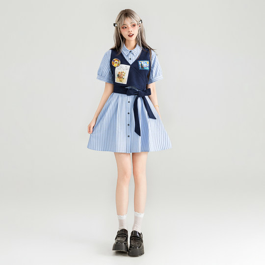 KEIKO fake two-piece preppy shirt dress