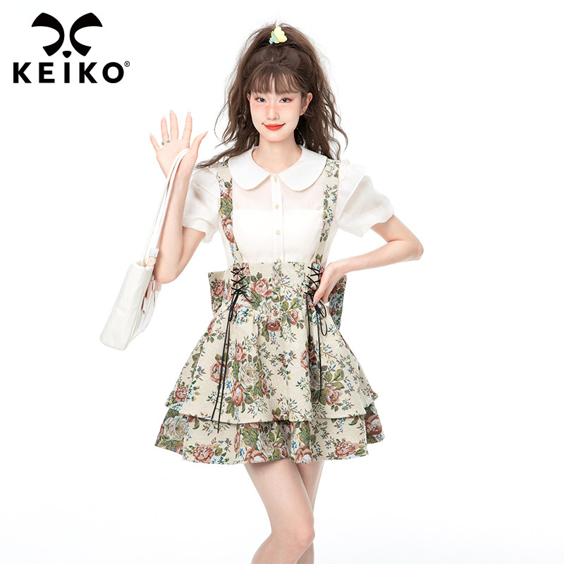 华丽织锦碎花提花背带2023半身裙 凯莉欧服饰半身裙