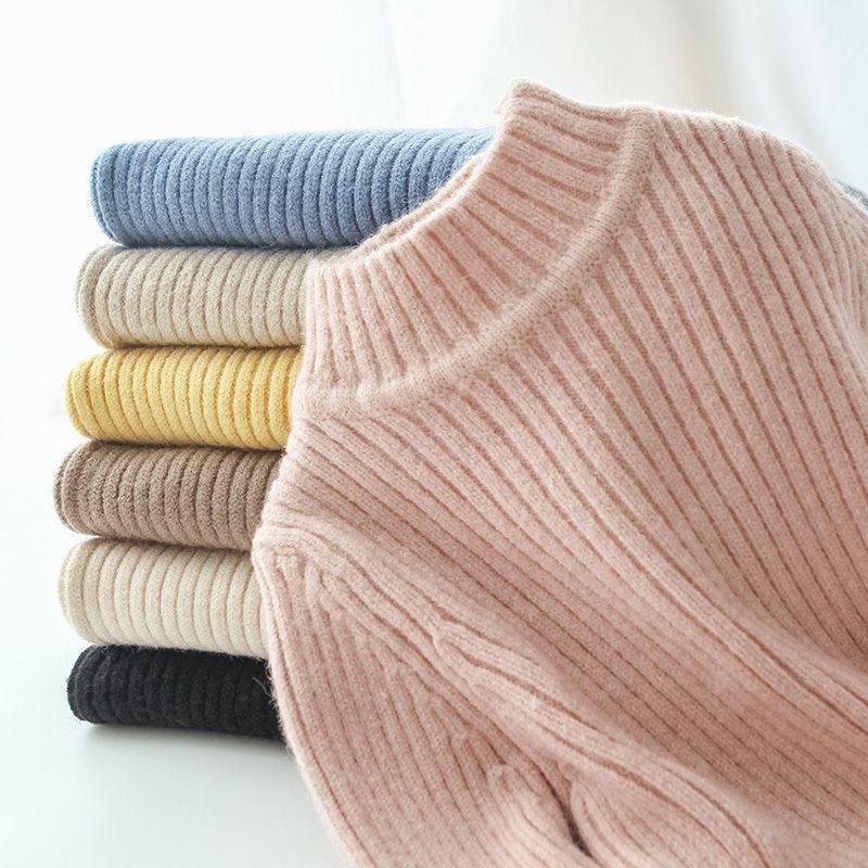 儿童2025秋冬季纯色加厚毛衣中大童男童女童半高领套头针织上衣,淘宝优惠券,粉丝福利购,淘宝优惠卷