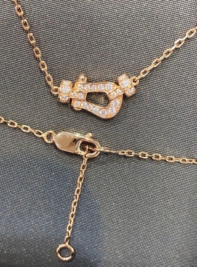 马蹄扣项链925纯银轻奢镶钻电镀18K玫瑰金锁骨链女简约时尚百搭潮