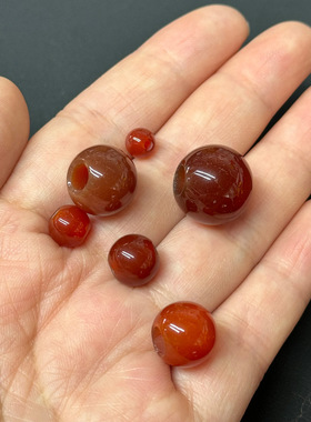 大孔红玛瑙圆珠散珠子DIY饰品配件毛衣链服装配饰孔径2-5MM编织珠