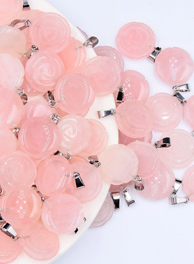 天然粉晶玫瑰花项链水晶吊坠项坠锁骨链旺姻缘首饰女古风爆款