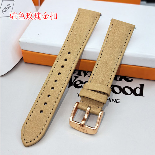 FOSSIL表带真皮头层牛皮18MM通用ME3069ME3089ME3109女表配件 - 图1