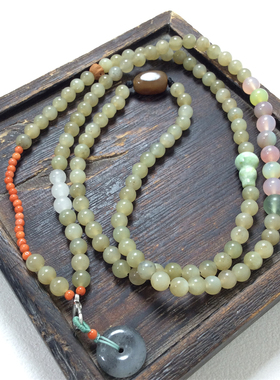 原创设计和田玉108佛珠毛衣链