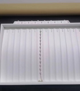 首饰品展示拉丝白皮托盘盒珠宝高档项链耳环戒指手镯玉器收纳架