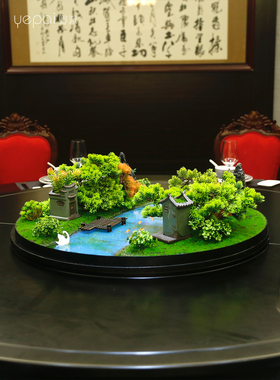 酒店包间餐桌花大圆转盘仿真花摆花新中式摆件装饰精致假花定制