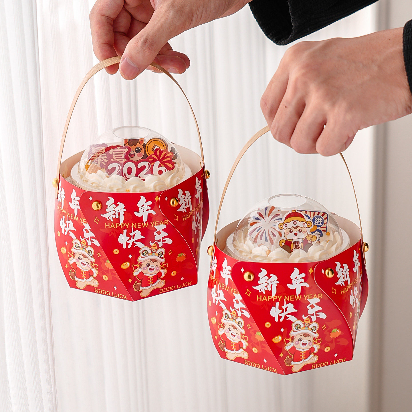 2026新年快乐波波杯手提盒蛋糕装饰元旦跨年马年胖胖杯甜品包装盒,淘宝优惠券,粉丝福利购,淘宝优惠卷