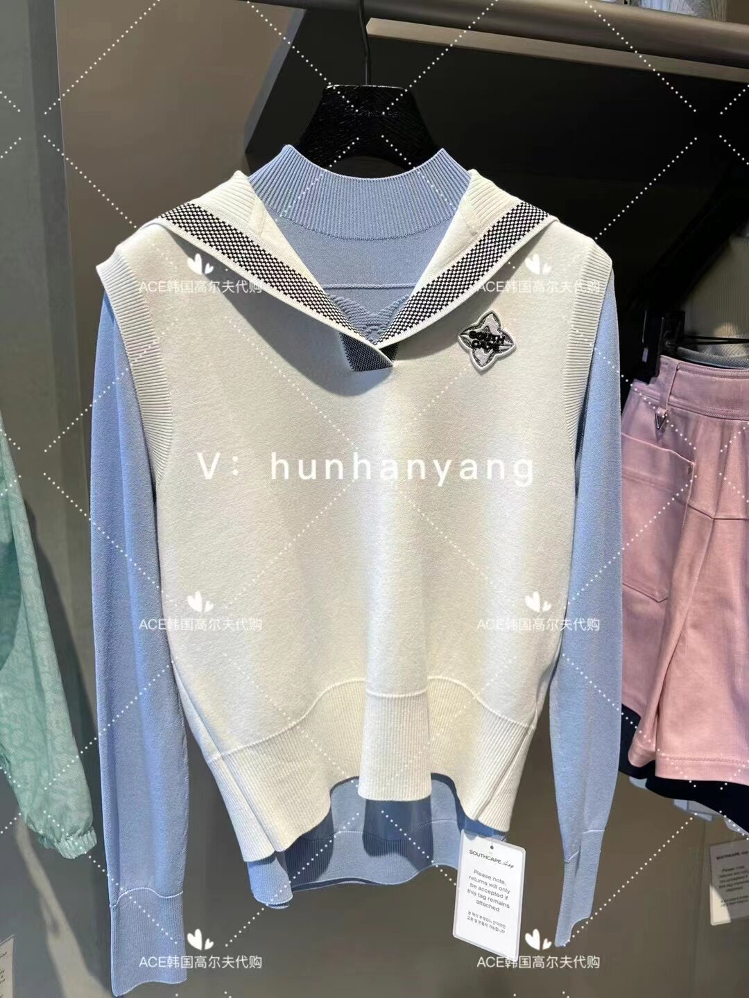 SOUTHCAPE女士高尔夫球服23春夏季折扣百搭休闲时尚翻领针织马甲