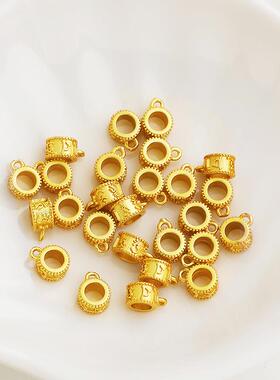 沙金色包金保色六字真言圆形吊环